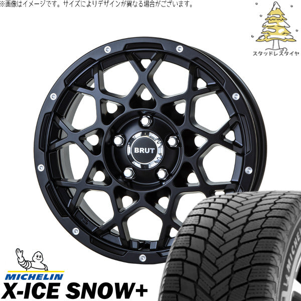 ミシュラン エックスアイス スノー+ 215/60R16 + ブルート BR-55 ミルドサティンブラック 16インチ 6.5J +35 5H114.3P スタッドレス・ホイール4本セット。1枚目。