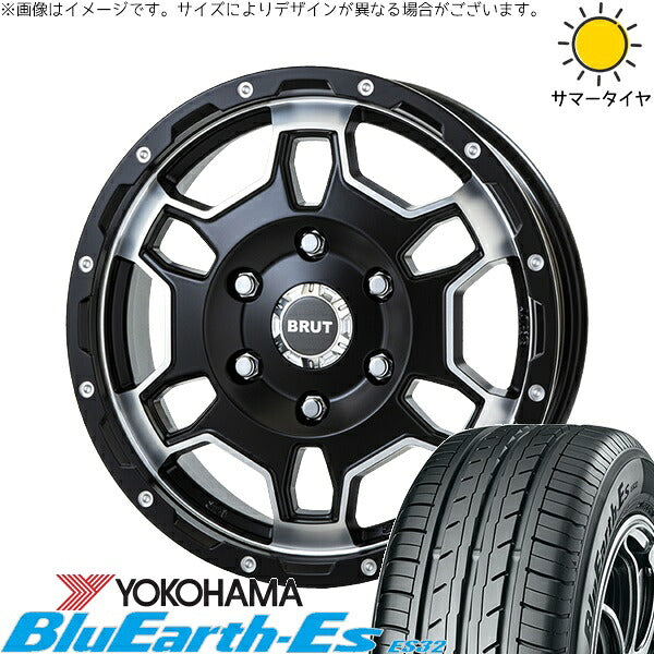 ヨコハマタイヤ ブルーアース ES32 195/55R16 + ブルート BR-66 ミリタリーブラック 16インチ 6.5J +40 4H100P サマー・ホイール4本セット。1枚目。