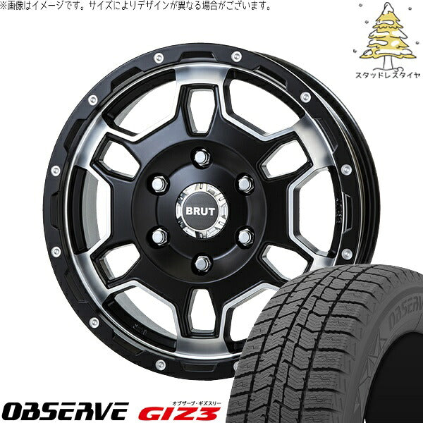 トーヨータイヤ オブザーブ GIZ3 195/65R16 + ブルート BR-66 ミリタリーブラック 16インチ 6.5J +40 4H100P スタッドレス・ホイール4本セット。1枚目。