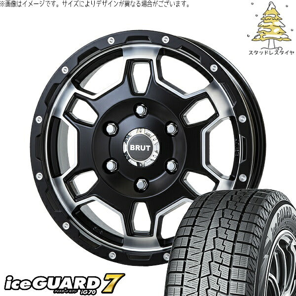 ヨコハマタイヤ アイスガードセブン IG70 215/65R16 + ブルート BR-66 ミリタリーブラック 16インチ 6.5J +38 6H139.7P スタッドレス・ホイール4本セット。1枚目。