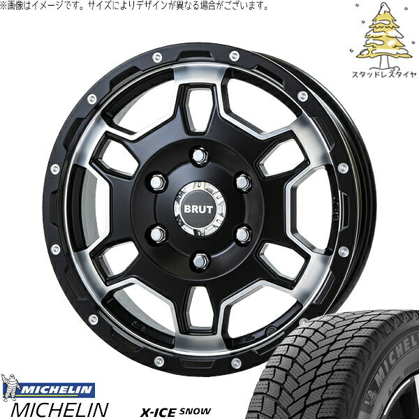 ミシュラン エックスアイス スノー 195/65R16 + ブルート BR-66 ミリタリーブラック 16インチ 6.5J +40 4H100P スタッドレス・ホイール4本セット。1枚目。
