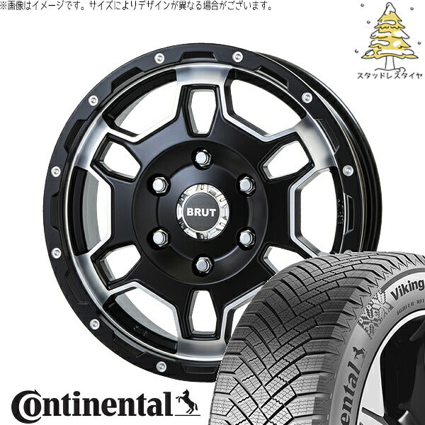 コンチネンタル バイキングコンタクト8 215/65R16 + ブルート BR-66 ミリタリーブラック 16インチ 6.5J +38 6H139.7P スタッドレス・ホイール4本セット。1枚目。
