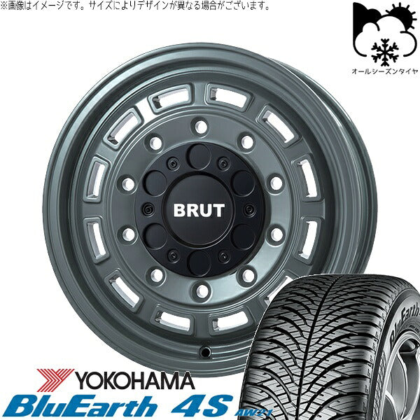 ヨコハマタイヤ ブルーアース4S AW21 215/70R16 + ブルート BR-70 アーバンカーキ 16インチ 6.5J +38 6H139.7P オールシーズン・ホイール4本セット。1枚目。