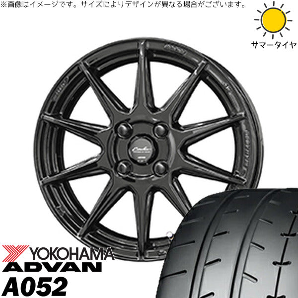 ヨコハマタイヤ アドバン A052 195/50R16 + サーキュラー C10R グロスブラック 16インチ 6.5J +45 4H100P サマー・ホイール4本セット。1枚目。