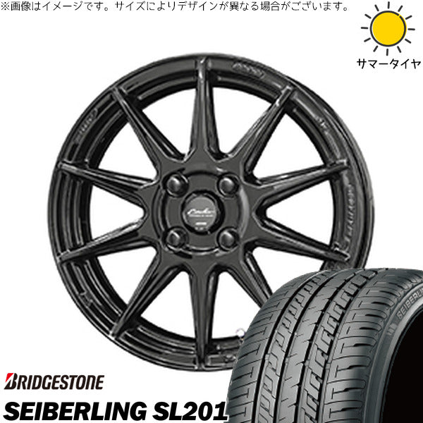 ブリヂストン SEBERLING SL201 165/55R14 + サーキュラー C10R グロスブラック 14インチ 4.5J +45 4H100P サマー・ホイール4本セット。1枚目。