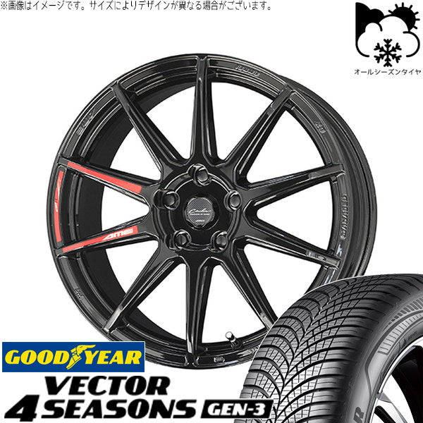 グッドイヤー ベクター4シーズンズ GEN-3 215/60R17 + サーキュラー C10R グロスブラック 17インチ 7.0J +53 5H114.3P オールシーズン・ホイール4本セット。1枚目。