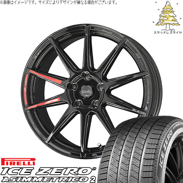 ピレリ アイスゼロアシンメトリコ2 225/45R18 + サーキュラー C10R グロスブラック 18インチ 7.0J +48 5H114.3P スタッドレス・ホイール4本セット。1枚目。