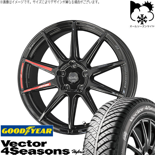 グッドイヤー ベクター4シーズンズ ハイブリッド 225/50R18 + サーキュラー C10R グロスブラック 18インチ 7.0J +48 5H114.3P オールシーズン・ホイール4本セット。1枚目。