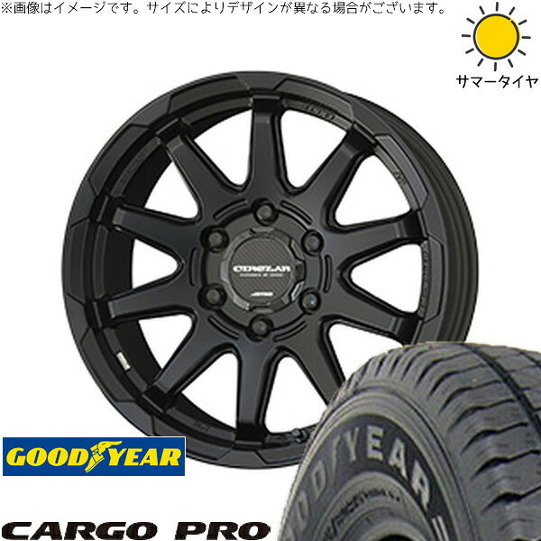 グッドイヤー カーゴプロ 195/80R15 + サーキュラー C10X マットブラック 15インチ 6.0J +33 6H139.7P サマー・ホイール4本セット。1枚目。