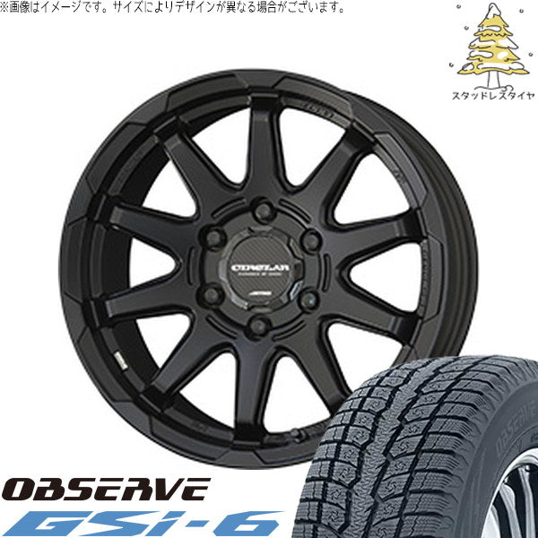 トーヨータイヤ オブザーブ Gsi-6 195/80R15 + サーキュラー C10X マットブラック 15インチ 6.0J +33 6H139.7P スタッドレス・ホイール4本セット。1枚目。