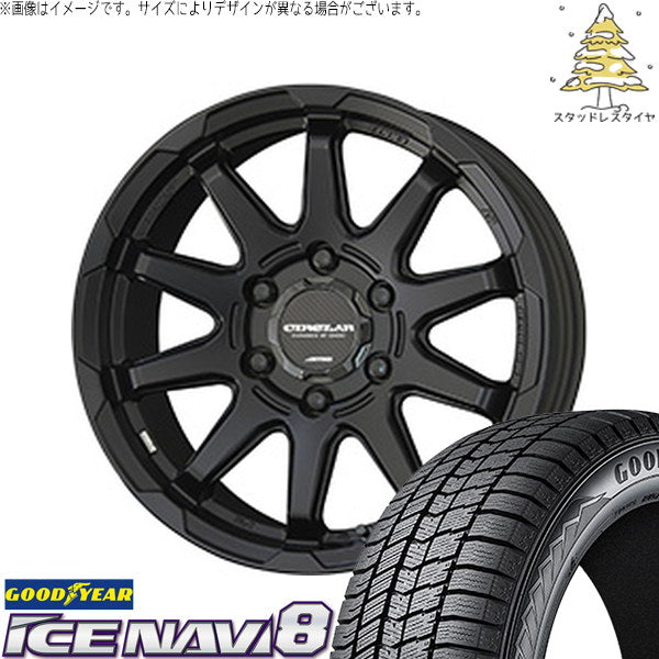 グッドイヤー アイスナビ8 215/65R16 + サーキュラー C10X マットブラック 16インチ 6.5J +38 6H139.7P スタッドレス・ホイール4本セット。1枚目。