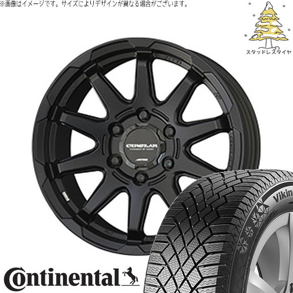 コンチネンタル バイキングコンタクト7 215/70R16 + サーキュラー C10X マットブラック 16インチ 6.5J +38 6H139.7P スタッドレス・ホイール4本セット。1枚目。