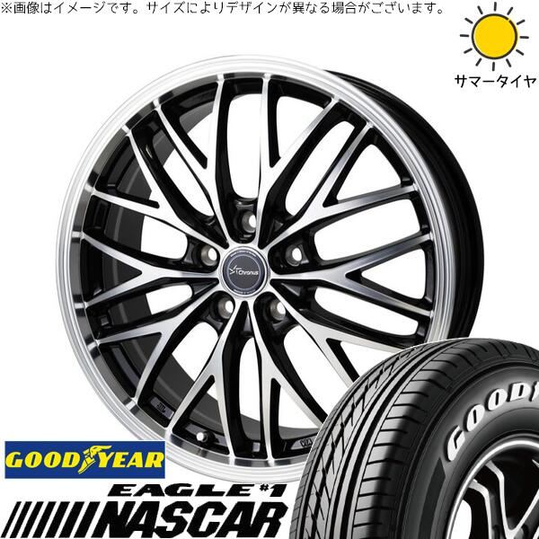 グッドイヤー イーグル ナスカー 215/60R17 + クロノス CH-113 メタリックブラックポリッシュ 17インチ 7J +55 5H114.3P サマー・ホイール4本セット。1枚目。