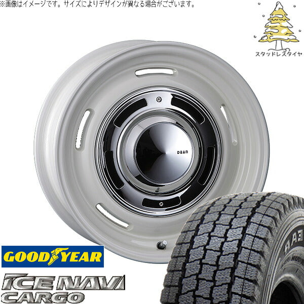 グッドイヤー アイスナビカーゴ 165/80R14 + ディーン クロスカントリー マーガレットホワイト 14インチ 5J +47 5H114.3P スタッドレス・ホイール4本セット。1枚目。