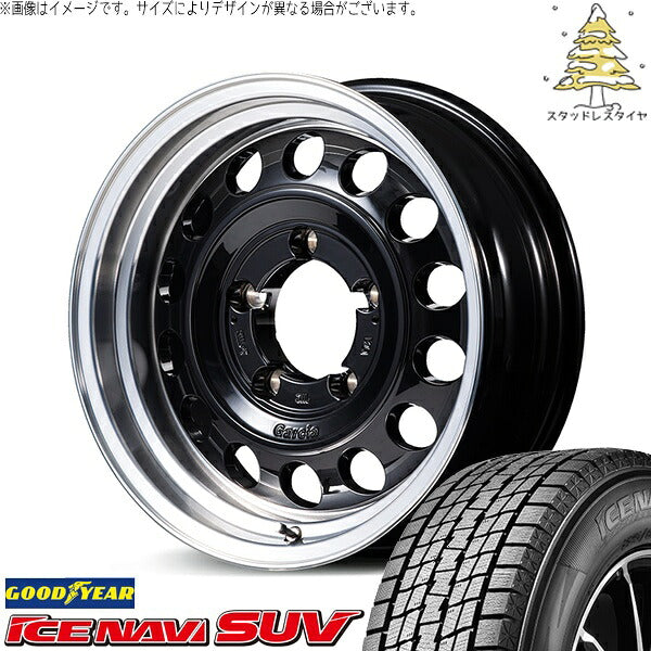 グッドイヤー アイスナビ SUV (ICENAVI SUV) 225/70R16 + MIDホイール ガルシア シスコ タイプ2 ブラックリムポリッシュ 16インチ 5.5J +20 5H139.7P スタッドレス・ホイール4本セット。1枚目。