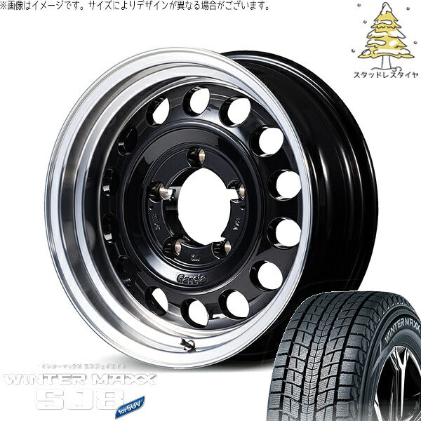 ダンロップ ウィンターマックス SJ8+ 225/70R16 + MIDホイール ガルシア シスコ タイプ2 ブラックリムポリッシュ 16インチ 5.5J +20 5H139.7P スタッドレス・ホイール4本セット。1枚目。