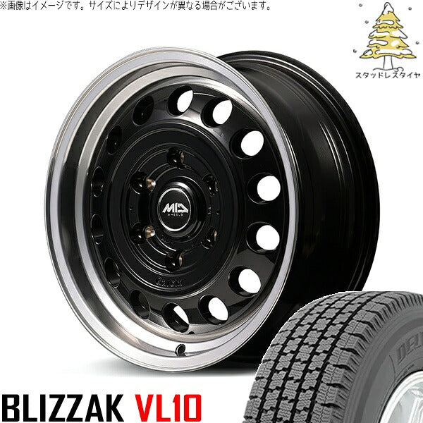 ブリヂストン ブリザック VL10 (BLIZZAK VL10) 195/80R15 + MIDホイール ガルシア シスコ タイプ2 ブラックリムポリッシュ 15インチ 6J +33 6H139.7P スタッドレス・ホイール4本セット。1枚目。