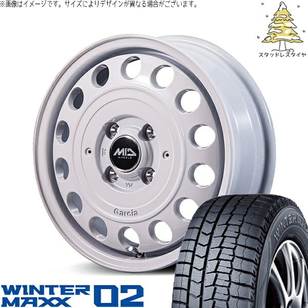 ダンロップ ウィンターマックス02 (WINTERMAXX02 WM02) 165/55R15 + MIDホイール ガルシア シスコ タイプ2 オールドイングリッシュホワイト 15インチ 4.5J +45 4H100P スタッドレス・ホイール4本セット。1枚目。