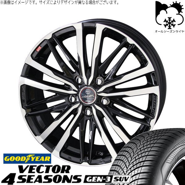 グッドイヤー ベクター4シーズンズ GEN-3 SUV 235/60R18 + スマック クレスト サファイアブラックポリッシュ 18インチ 8J +45 5H114.3P オールシーズン・ホイール4本セット。1枚目。