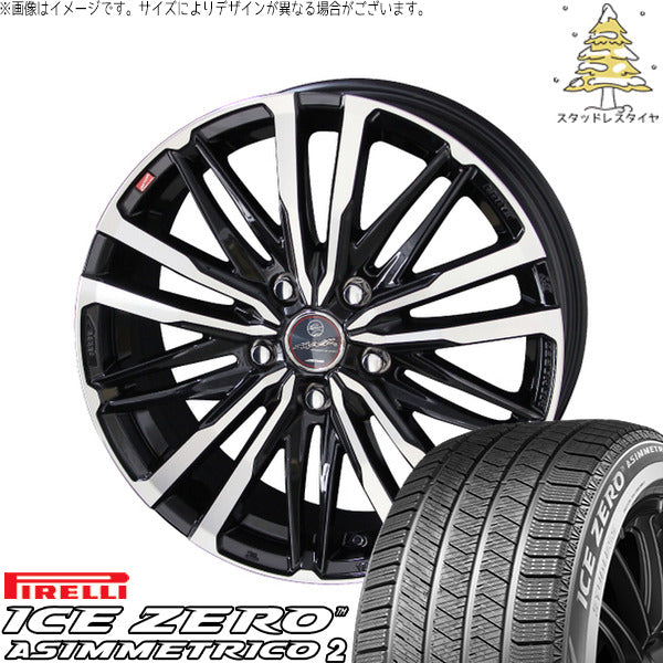 ピレリ アイスゼロアシンメトリコ2 245/40R18 + スマック クレスト サファイアブラックポリッシュ 18インチ 8J +45 5H114.3P スタッドレス・ホイール4本セット。1枚目。