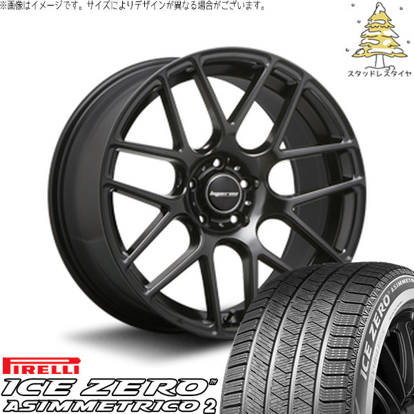 ピレリ アイスゼロアシンメトリコ2 245/40R19 + ハイペリオン CVM ハーフグロスブラック 19インチ 8.5J +45 5H114.3P スタッドレス・ホイール4本セット。1枚目。