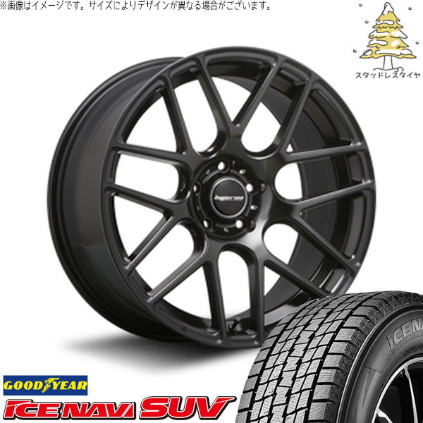 グッドイヤー アイスナビ SUV 225/55R19 + ハイペリオン CVM ハーフグロスブラック 19インチ 8.5J +35 5H114.3P スタッドレス・ホイール4本セット。1枚目。