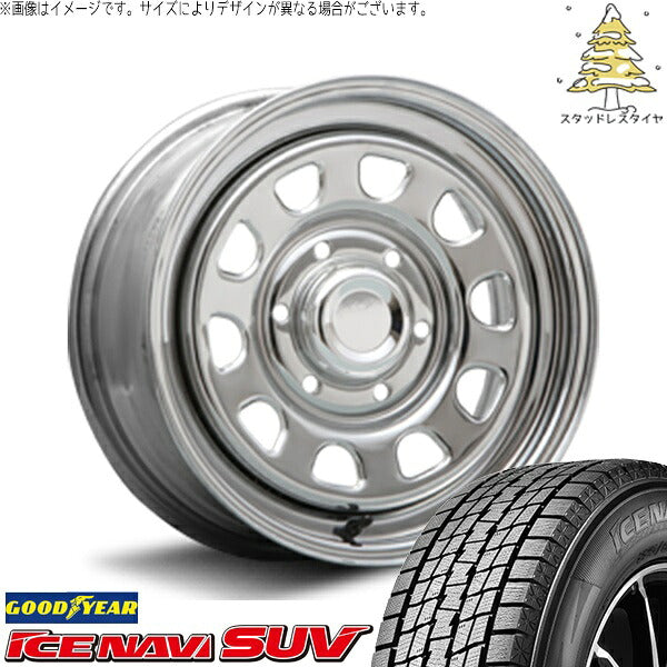 グッドイヤー アイスナビ SUV (ICENAVI SUV) 265/70R16 + デイトナ SS クローム 16インチ 7.0J +38 6H139.7P スタッドレス・ホイール4本セット。1枚目。