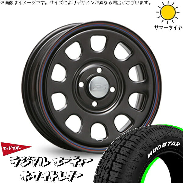 マッドスター ラジアルAT 195/65R15 + デイトナ SS ブラック 15インチ 6J +30 4H100P サマー・ホイール4本セット。1枚目。