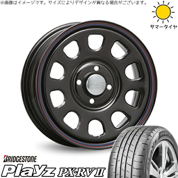 ブリヂストン プレイズ PX-RV2 195/65R15 + デイトナ SS ブラック 15インチ 6J +30 4H100P サマー・ホイール4本セット。1枚目。