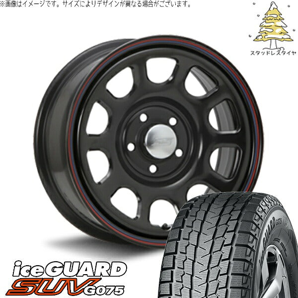ヨコハマタイヤ アイスガード SUV G075 (iceGUARD SUV G075) 185/85R16 + デイトナ SS ブラック 16インチ 7.0J +35 5H114.3P スタッドレス・ホイール4本セット。1枚目。