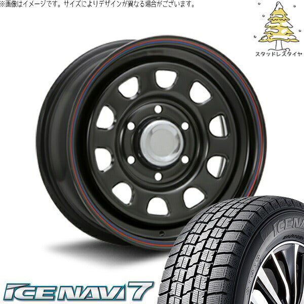 グッドイヤー アイスナビ7 215/70R15 + デイトナ SS ブラック 15インチ 6J +45 6H139.7P スタッドレス・ホイール4本セット。1枚目。