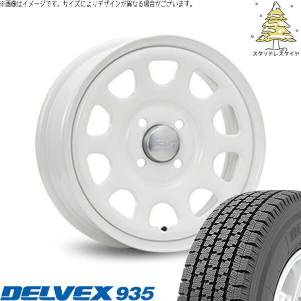 トーヨータイヤ デルベックス 935 (DELVEX 935) 155/80R14 + デイトナ SS ホワイト 14インチ 5J +42 4H100P スタッドレス・ホイール4本セット。1枚目。