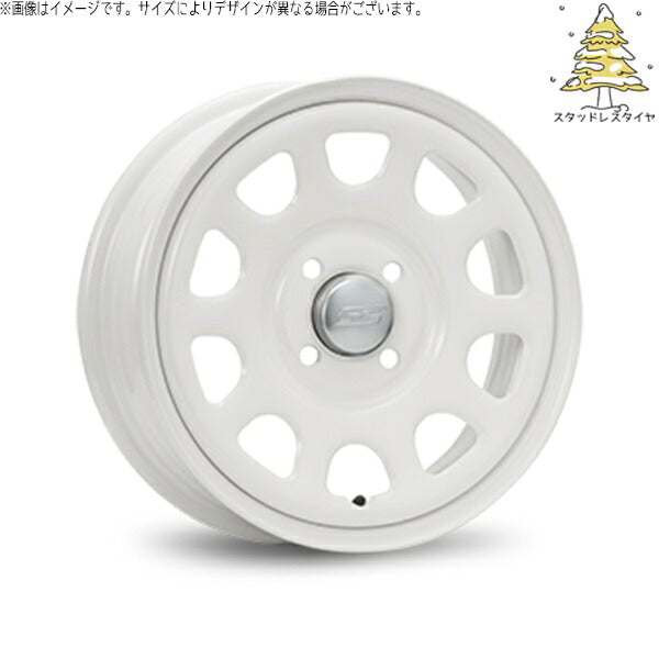 輸入スタッドレスタイヤ(銘柄指定不可) 165/65R14 + デイトナ SS ホワイト 14インチ 5J +42 4H100P ホイール4本セット。1枚目。