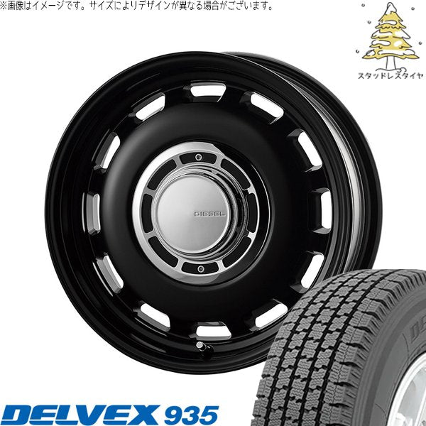 トーヨータイヤ デルベックス 935 145/80R12 + クロスブラッド ディーゼル サテンブラック 12インチ 4.00B +43 4H100P スタッドレス・ホイール4本セット。1枚目。