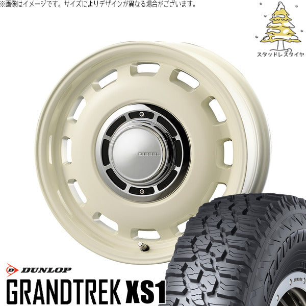 ダンロップ グラントレック XS1 215/70R16 + クロスブラッド ディーゼル ミスティックホワイト 16インチ 6J -5 5H139.7P スタッドレス・ホイール4本セット。1枚目。