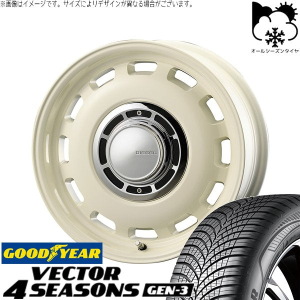 グッドイヤー ベクター4シーズンズ GEN-3 215/65R16 + クロスブラッド ディーゼル ミスティックホワイト 16インチ 6.5J +38 6H139.7P オールシーズン・ホイール4本セット。1枚目。