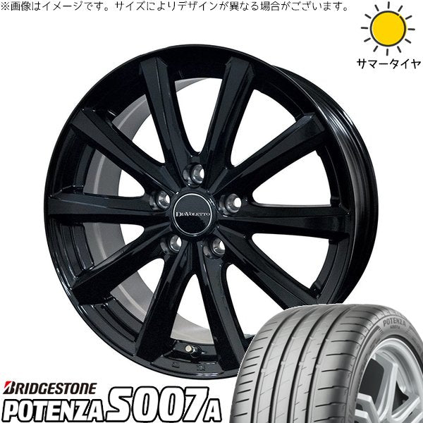 ブリヂストン ポテンザ S007A 215/50R17 + D.TEN ブラック 17インチ 7J +48 5H114.3P サマー・ホイール4本セット。1枚目。