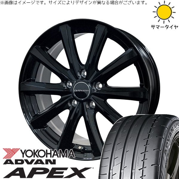 ヨコハマタイヤ アドバン APEX V601 225/45R18 + D.TEN ブラック 18インチ 7.5J +48 5H114.3P サマー・ホイール4本セット。1枚目。