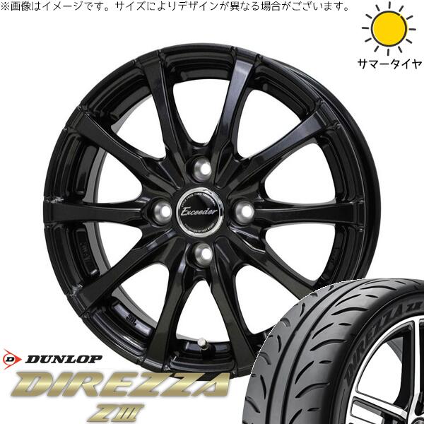 ダンロップ ディレッツァ Z3 165/55R15 + エクシーダー E08 グロスガンメタ 15インチ 5.5J +43 4H100P サマー・ホイール4本セット。1枚目。