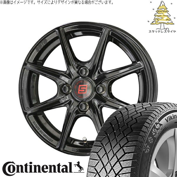 コンチネンタル バイキングコンタクト セブン (VikingContact7) 175/65R15 + ザインEK ソリッドブラック 15インチ 5.5J +43 4H100P スタッドレス・ホイール4本セット。1枚目。