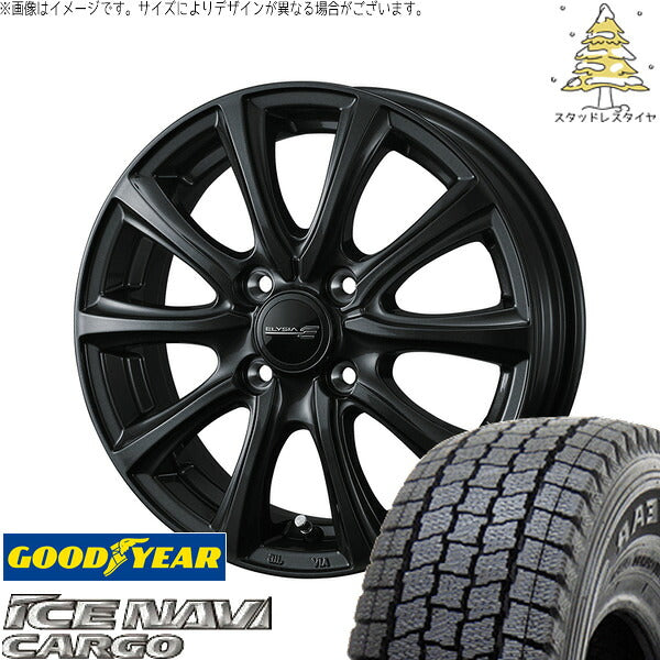 グッドイヤー アイスナビカーゴ 155/80R14 + エリシア ガンメタリック 14インチ 5J +39 4H100P スタッドレス・ホイール4本セット。1枚目。