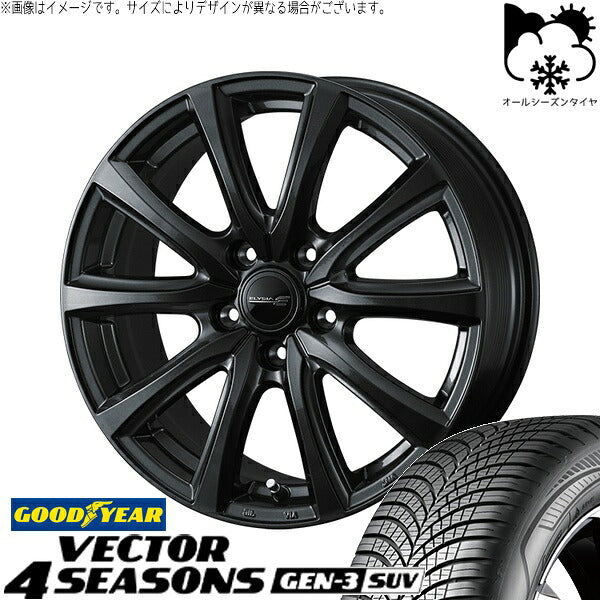 グッドイヤー ベクター4シーズンズ GEN-3 SUV 235/60R18 + エリシア ガンメタリック 18インチ 7.5J +38 5H114.3P オールシーズン・ホイール4本セット。1枚目。