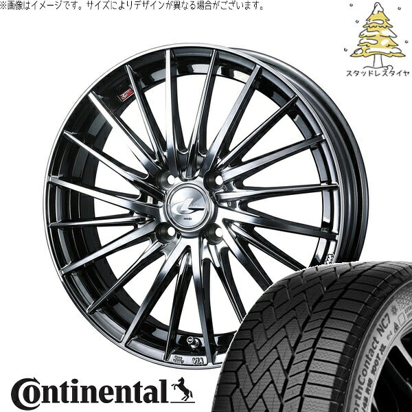 コンチネンタル ノースコンタクト NC7 175/65R15 + レオニス FR ブラックメタルコート/ミラーカット 15インチ 4.5J +45 4H100P スタッドレス・ホイール4本セット。1枚目。