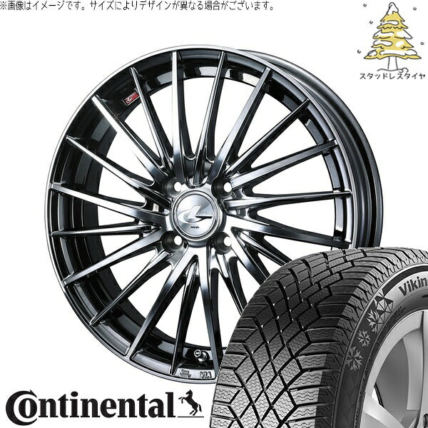 コンチネンタル バイキングコンタクト7 195/50R16 + レオニス FR ブラックメタルコート/ミラーカット 16インチ 6J +42 4H100P スタッドレス・ホイール4本セット。1枚目。