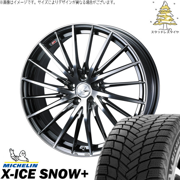 ミシュラン エックスアイス スノー+ 255/55R19 + レオニス FR ブラックメタルコート/ミラーカット 19インチ 7.5J +40 5H114.3P スタッドレス・ホイール4本セット。1枚目。