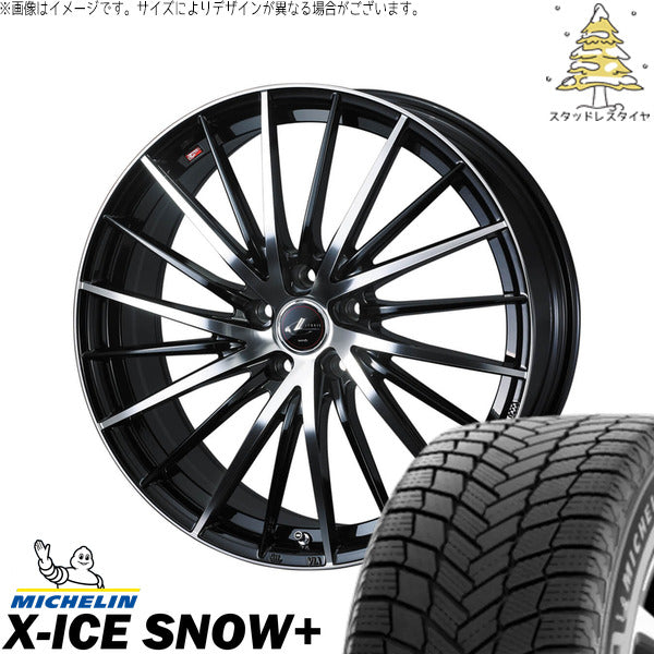 ミシュラン エックスアイス スノー+ 225/50R18 + レオニス FR パールブラック/ミラーカット 18インチ 8J +42 5H114.3P スタッドレス・ホイール4本セット。1枚目。