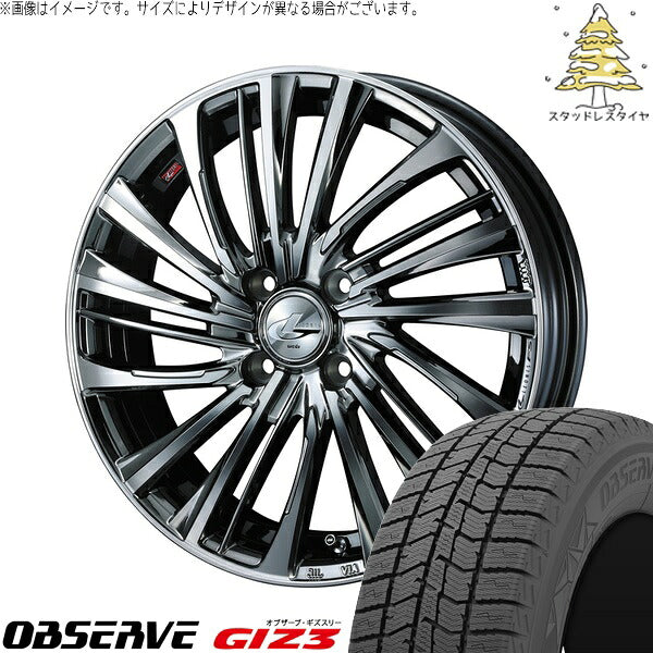 トーヨータイヤ オブザーブ GIZ3 165/70R14 + レオニス FS ブラックメタルコート/ミラーカット 14インチ 4.5J +45 4H100P スタッドレス・ホイール4本セット。1枚目。