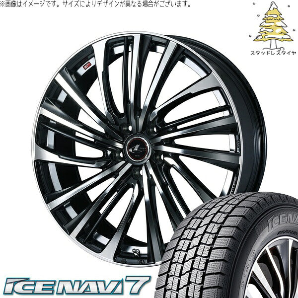 グッドイヤー アイスナビ7 215/60R17 + レオニス FS パールブラック/ミラーカット 17インチ 7J +53 5H114.3P スタッドレス・ホイール4本セット。1枚目。