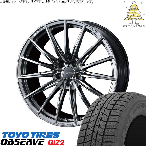 トーヨータイヤ OBSERVE 225/55R19 + エフゼロ FZ-4 ダイヤモンドブラック 19インチ 8J +45 5H114.3P スタッドレス・ホイール4本セット。1枚目。