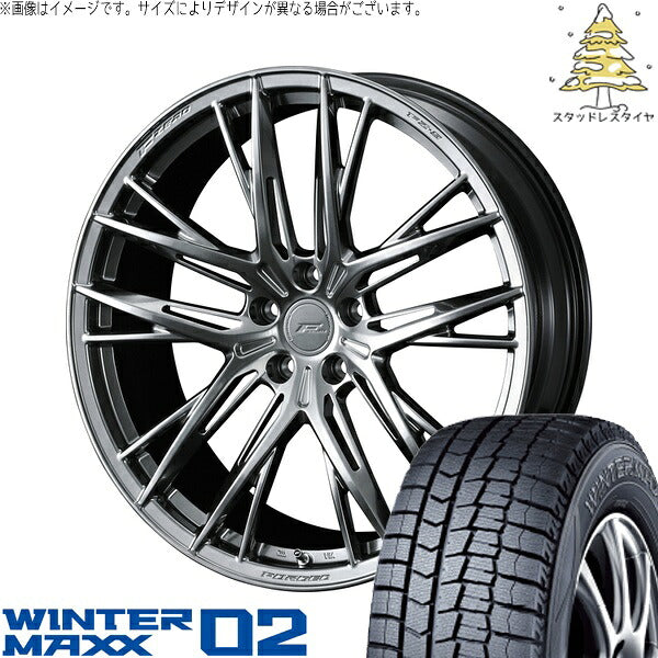 ダンロップ ウィンターマックス02 225/40R18 + エフゼロ FZ-5 ダイヤモンドブラック 18インチ 8.5J +35 5H114.3P スタッドレス・ホイール4本セット。1枚目。